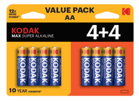 pilas aa kodak max alcalina lr6 pack 8 44 unidades 2800 mah 15v ecotasas incluidas