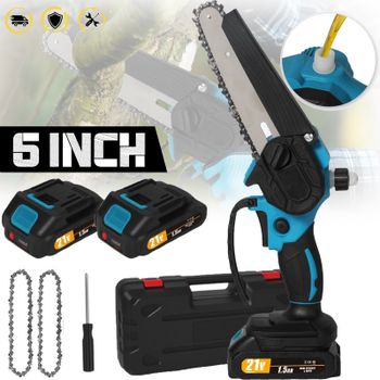 Motosierra eléctrica inalámbrica de 21V y 6 pulgadas, potente motosierra portátil pequeña con engrasador automático, sierra de poda, herramienta de carpintería