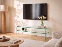 mueble bajo de tv cristal transparente