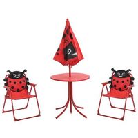 set mesa y sillas de jardin infantil 3 uds  muebles de jardin con sombrilla rojo