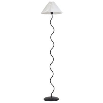 Lámpara De Pie Metal Mesita De Noche Pantalla Material Sintético Blanco Y Negro Jikawo