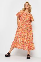 limited collection vestido midi naranja floral con tirantes mujer curvy y tallas grandes yours