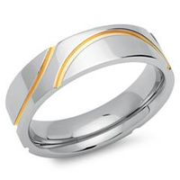 anillo de acero inoxidable parcialmente dorado 6 mm