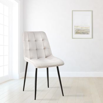 Silla de comedor con reposapiés en terciopelo gris