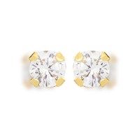 9ct gold cubic zirconia solitaire stud earrings - 2mm - g2934