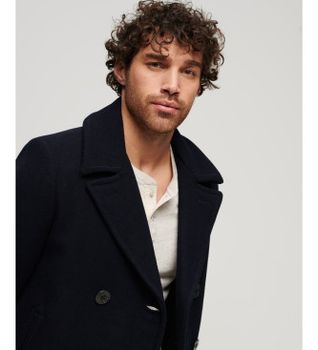 Superdry para hombre. M5011678A Chaquetón de lana Merchant Store marino (M), Casual, Poliéster