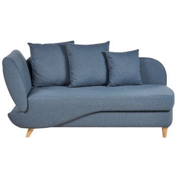 Chaise Longue De Tela Con Cojines Espacio De Almacenamiento Izquierdo Azul Meri Ii