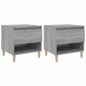 Pack 2 Uds Mesitas De Noche | Mesa Auxiliar | Mesilla Contrachapada Gris Sonoma 50x46x50 Cm