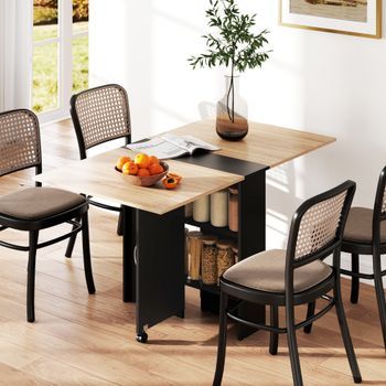 Mesa Plegable De Comedor De Melamina Homcom 75x140x74 Cm Natural