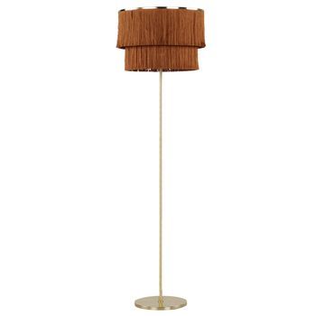 Lámpara De Pie De Metal Con Flecos Estilo Moderno Y Lino Marrón Y Dorado 137 Cm Peristeri