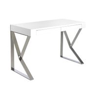 escritorio madera blanco y acero cromado