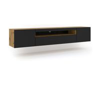 mueble tv de pared 3 puertas 200 cm aurus negro y madera