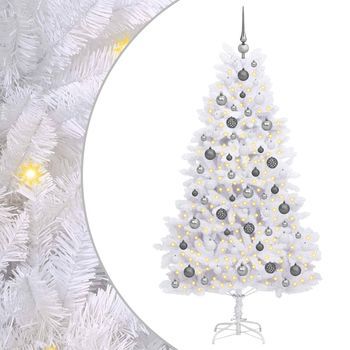 Árbol De Navidad Artificial 180 Cm Pvc Y Acero Blanco Vidaxl
