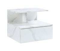 mesita de noche flotante amberg con cajon aglomerado 40x35x31cm marmol blanco encasa