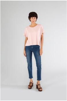 camiseta de viscosa con cuello redondo pink
