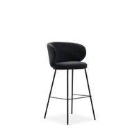 lote de 2 taburetes de bar de tela y metal h65cm - gris oscuro