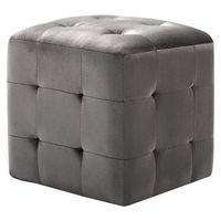pack 2 uds mesitas de noche  mesa auxiliar  mesilla terciopelo gris 30x30x30 cm