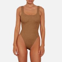 hunza g square neck stretch-seersucker swimsuit