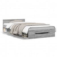 cama individual  cama para adultos  cama con cajon madera de ingenieria gris sonoma 90x200 cm