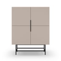 aparador alto de 4 puertas en madera y metal h128cm - beige