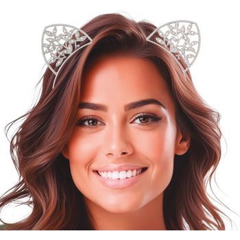 Diadema De Gata Brillante Metá lica (talla Única)