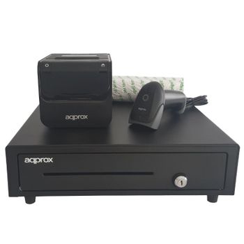 Impresora Térmica Ethernet Approx appPOSPACK4180-2D con cajón y lector 2D rollos incluidos