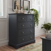 aubrey midnight grey 2 over 3 drawer chest