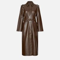 stine goya oversized faux leather trench coat - m