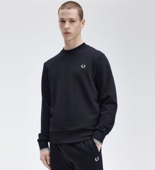 Fred Perry para hombre. M7535 Sudadera con cuello redondo marino (M), Casual, Algodón