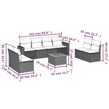 Conjunto De Sofás De Ocio Al Aire Libre (incluye Cojines De Asiento, Combinación De 9 Piezas)