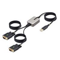 startechcom cable adaptador usb a 2 puertos serie de 4m - cable conversor usb a serial - retencian com - ftdi - proteccian esd nivel 4 - tornillos intercambiables -winmacoschromeoslinux