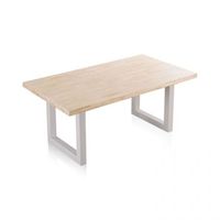mesa de comedor fija con patas metalicas 180x100 cm loft blanco - roble 180 x 76 x 100 cm