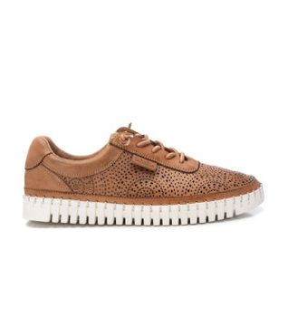 Carmela para mujer. 16232704-CAMEL Zapatillas de piel 162327 marrón (37), Plano, Cordones, Casual