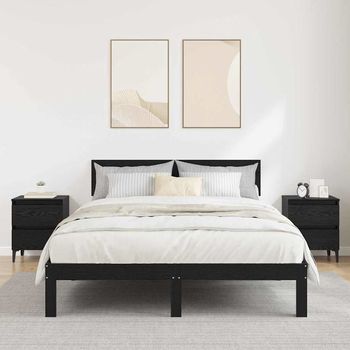 Mesitas De Noche (2 Uds) - Mueble Para Dormitorio - Madera Contrachapada - Roble Negro (40x35x50cm)