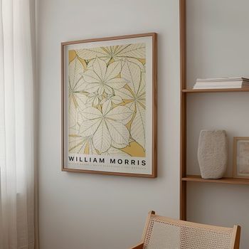 Cuadro willow pattern ix, marco premium chapado en roble, 50x70 cm
