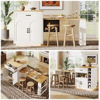 isla de cocina blanca con mesa extensible de 61 a 113 cm 2 cajones y 4 puertas