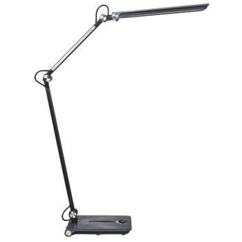 Lámpara De Escritorio Led Para Oficina Con Brazo Giratorio Ajustable Regulador De Intensidad Con 5 Posiciones Y Temporizador Gris Aquila
