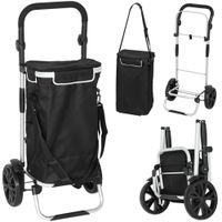 homcom 3-in-1 trolley de compra plegable con 40l de capacidad soporta hasta 25kg con compartimento refrigerado negro   aosom espana