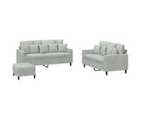 vidaxl juego de sofas con cojines 3 piezas terciopelo gris claro