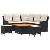juegos de muebles 6 uds negro y crema ratan sintetico vidaxl