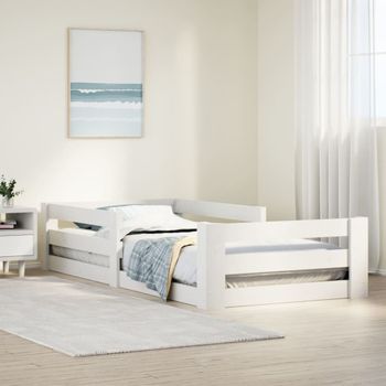 Cama Individual | Cama De Adulto | Estructura De Cama Sin Colchón Madera De Pino Blanca 90x200 Cm Cfw339393