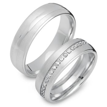 Alianzas 14 quilates oro blanco 33 diamantes