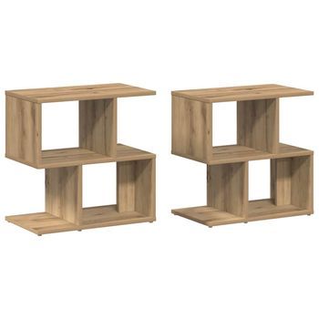 Pack 2 Uds Mesitas De Noche | Mesilla De Noche Madera Ingeniería Roble 50x30x51,5 Cm