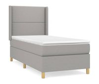 cama box spring con colchon tela gris claro 100x200 cm liso con clavos