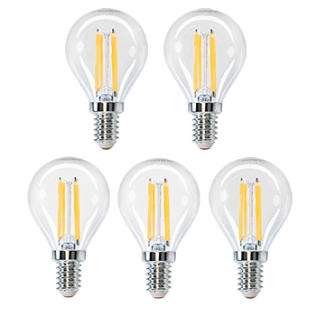 Aigostar Filamento Bombillas Led E14 Luz Calida 2700K,4W Equivalente a 40 W,470 Lúmenes,Ángulo De Apertura:360°,No Regulable,G45,Pack De 5 Uds