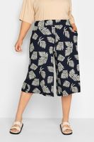 yours culottes azul marino de hojas cinturilla elastica mujer curvy y tallas grandes yours