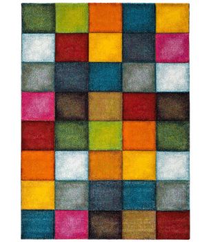 Matrix 22605 - Alfombra Moderna con dibujo de cuadros de colores
