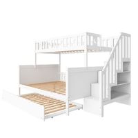 litera infantil 90x200cm y 140x200cm madera maciza con escaleras de seguridad y cama nido blanca