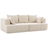homcom sofa 3 plazas en chenilla 248 cm sofa moderno de salon asiento amplio acolchado cojines con muelles beige   aosom espana