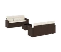 vidaxl juego de sofas de jardin 7 piezas con cojines ratan pe marron